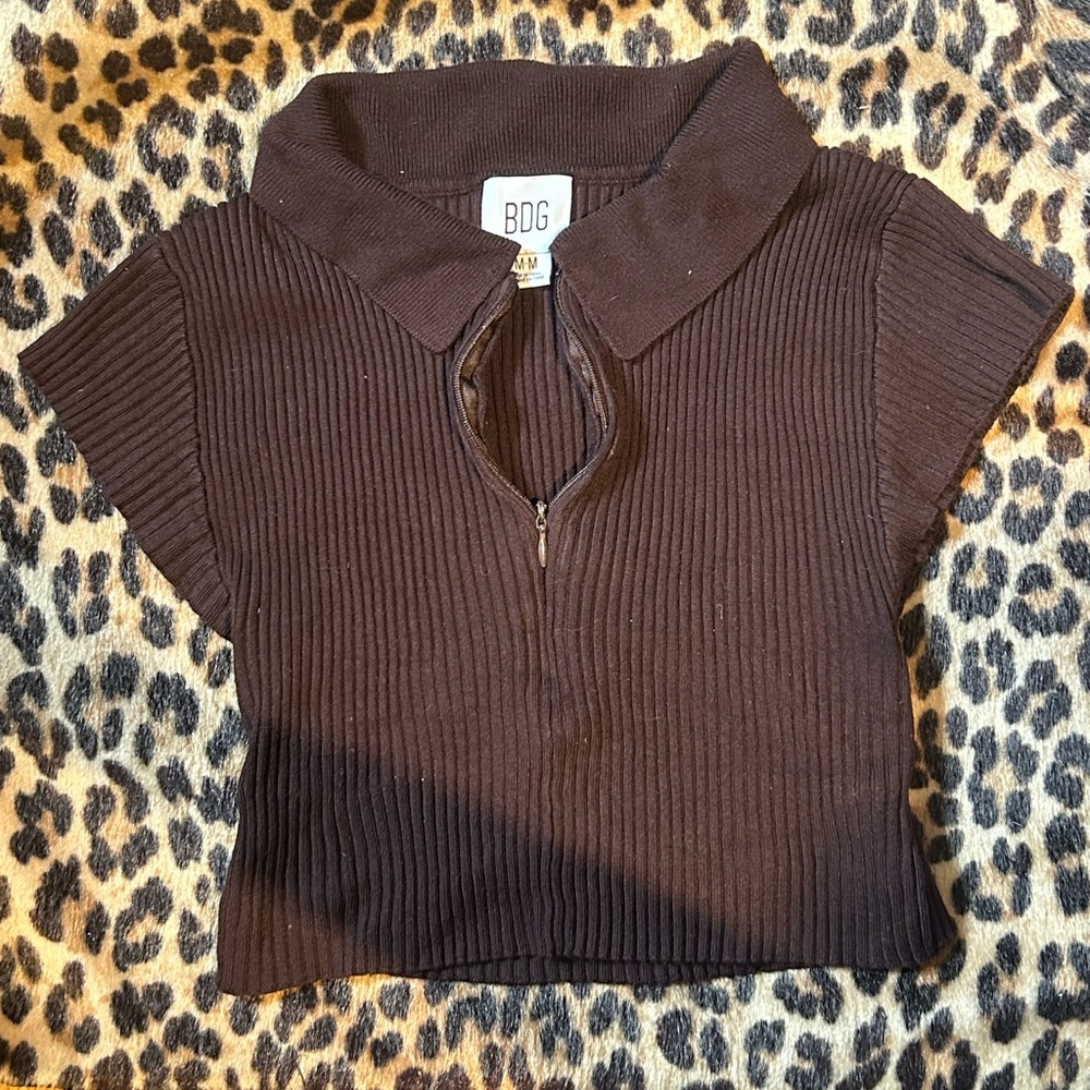 BDG Chocolate Ribbed Knit Top